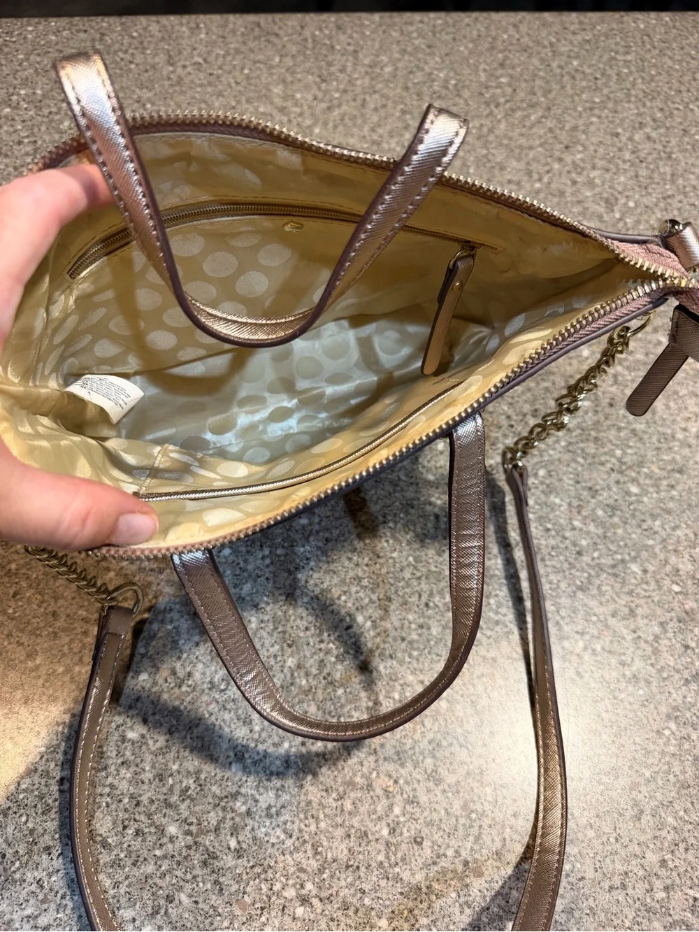kate spade metallic rose gold tote bag